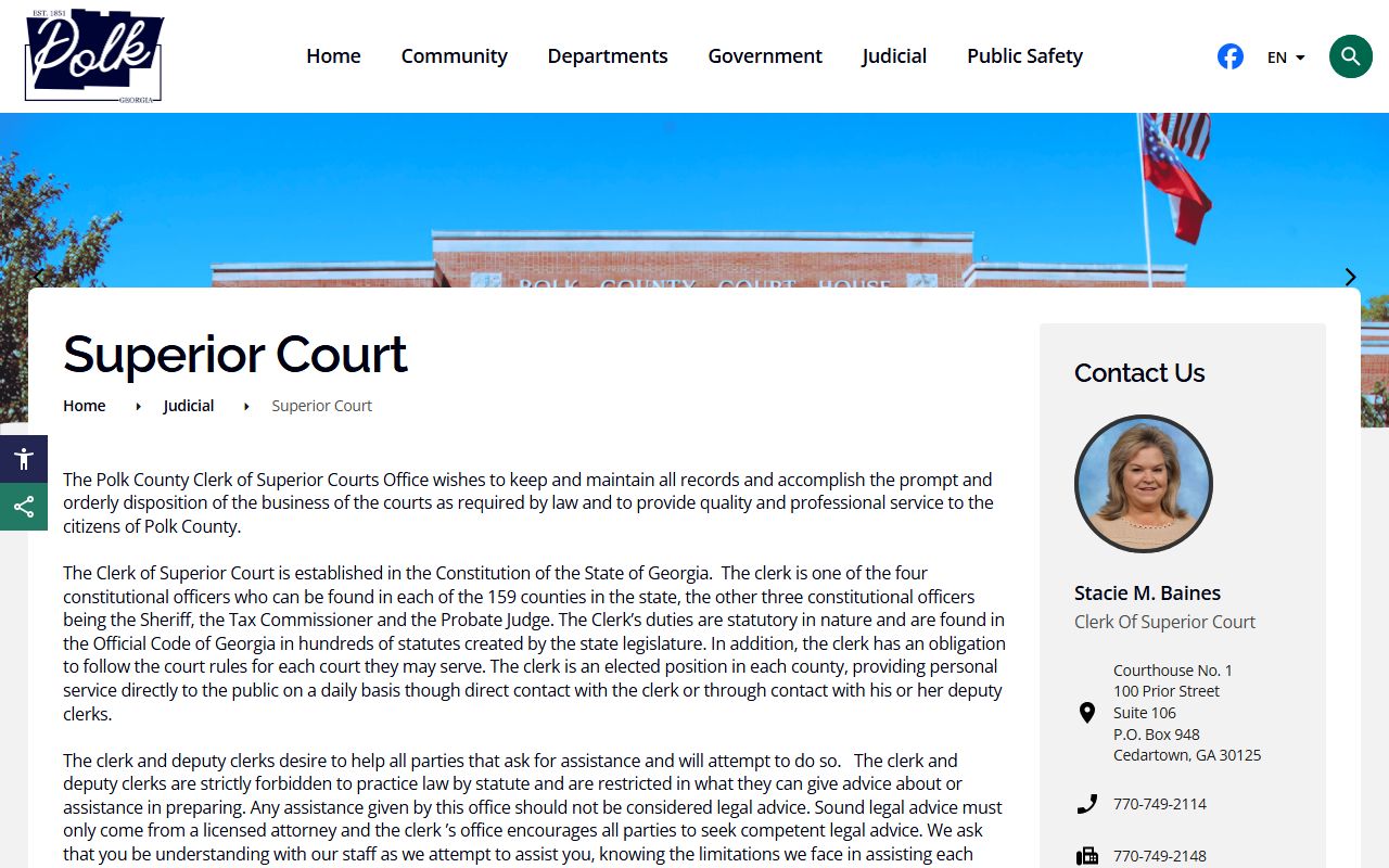 Polk County Superior Court and Clerk official page