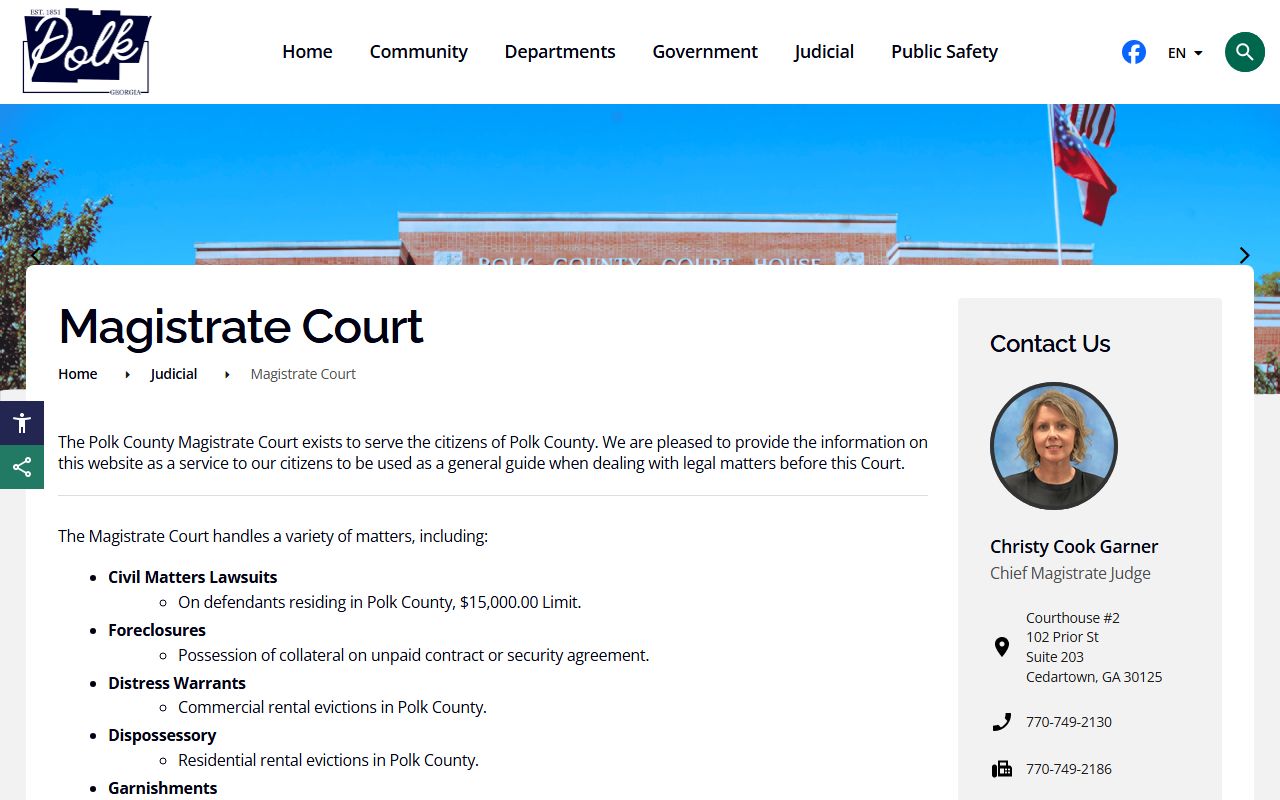 Polk County Magistrate Court official page